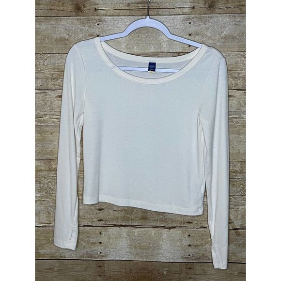 OLD NAVY ULTRALIGHT RIBBED SCOOP NECK LONG SLEEVE CROPPED TOP (14-16) - Picture 1 of 4